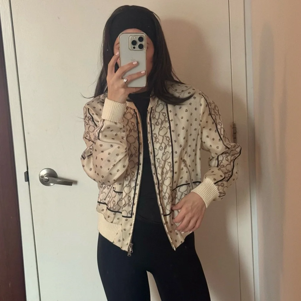 Philip Lim 100% silk scarf pattern bomber jacket - Picture 3 of 6